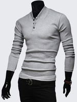 Mens Fall Winter Slim Fit V-neck Long Sleeve Knitted T-shirt