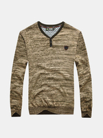Mens Fall Winter Warm V-neck Long Sleeve Pullovers Casual Knitted Sweater