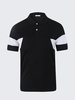 Mens Fashion Black White Splice Printing Stand Collar Slim Fit Short Sleeve Polo T-Shirt