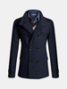 Mens Fashion British Style Coat Solid Color Woolen Double Breasted Casual Long Jacket