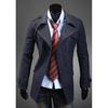 Mens Fashion Casual Double-breasted Slim Fit Long Coat