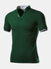 Mens Fashion Chinese Collar V-neck Solid Color Short Sleeve Casual T-shirt