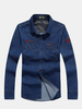 Mens Fashion Denim Dark Blue Front Pockets Shirts