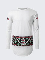 Mens Fashion Enthic Pattern Printing O-neck Long sleeve Casual Cotton T-shirts