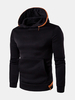 Mens Fashion Hoodies Black White Solid Color Front Pocket Casual Sport Hooded Tops