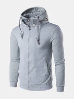 Mens Fashion Hoodies Solid Color Zipper Casual Sport Hooded Tops