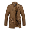 Mens Fashion Stand Collar Jacket PU Leather Fluffy Lined Warm Slim Fit Coat