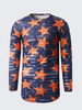 Mens Fashion Stars Printing T-shirt Round Neck Long Sleeve Casual Long Top Tee