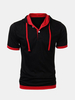 Mens Fashion Stitching Color Hooded Casual Short-sleeved T-shirt