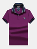 Mens Fashion Turndown Collar Embroidery Relaxed Fit Short Sleeve Casual Tops
