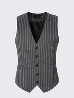 Mens Gentalmen Stripes Business Slim Fit Waistcoats V-neck Dress Suit Vest