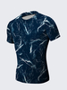 Mens Gym Sports Training Tights Lightning Printing Wicking Short Sleeved T-shirts