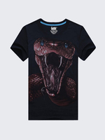 Mens Hip Hop 3D Snake Print Short Sleeve Cotton Round Neck T-shirt
