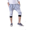 Mens Hip Hop Skull Printing Harem Pants Half Sweatpants Casual Baggy Sports Trousers
