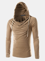 Mens Hoodies Brief Style Solid Color Casual Sport Hooded Tops