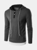 Mens Hoodies Fashion Drawstring Buttons Casual Sport Hooded Tops