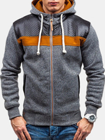 Mens Hoodies Fashion Splicing Zipper Hood Casual Sport Hooded Tops