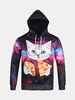 Mens Hoodies Original 3D Starry Sky Cat Pizza Printing Fashion Casual Sport Hooded Tops