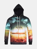 Mens Hoodies Original 3D Starry Sky Tree Printing Fashion Casual Sport Hooded Tops