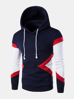 Mens Hoodies Patchwork Stitching Color Slim Fit Casual Sport Hooded Tops