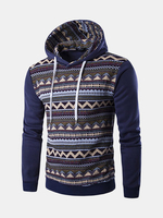 Mens Hoodies Retro Ethnic Style Pattern Printing Fashion Casual Sport Hooded Tops