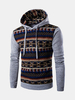 Mens Hoodies Retro Pattern Printing Front Pocket Sport Casual Hooded Tops