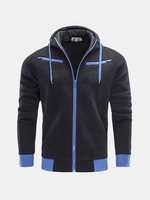 Mens Hoodies Solid Color Zipper Front Pocket Fashion Casual Sport Hooded Tops