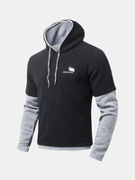 Mens Hoodies Splicing Sleeve Contrast Color Casual Sport Hooded Tops