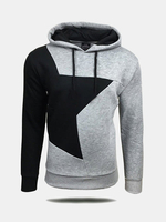 Mens Hoodies Splicing Star Pattern Zipper Hood Fashion Casual Sport Hooded Tops