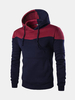 Mens Hoodies Stitching Color Big Front Pocket Casual Sport Hooded Tops