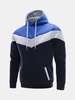 Mens Hoodies Stitching Color Fashion Casual Sport Hooded Tops