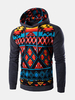 Mens Hoodies Stitching Color Pattern Printing Casual Sport Hooded Tops