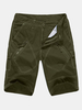 Mens Knee Length Solid Color Cotton Cargo Pants Beach Casual Shorts