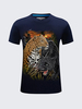 Mens Large Size Summer T-shirts Cool 3D Leopard Printing Short Sleeve Cotton Top Tees
