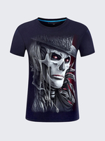 Mens Large Size Summer T-shirts Cool 3D Skeleton Printing Short Sleeve Cotton Top Tees