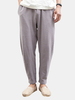 Mens Linen Solid Color Casual Soft Long Trousers Drawstring Flax Leisure Pants
