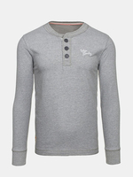 Mens Long Sleeve T-shirt Fashion Buttons Round Neck Casual Top Tee