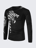 Mens Long Sleeve T-shirt Fashion Tattoo Printing Quick-dry Casual Fall Winter Top Tee