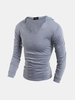 Mens Long Sleeves Hooded T-shirt Fashion Brief Street Style Solid Color Casual Top Tee