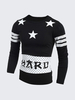Mens Long Sleeves T-shirt Fashion Black Gray Printing Round Neck Casual Top Tee