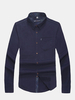 Mens Military Solid Color Front Pocket Turndown Collar Long Sleeve Casual Shirts