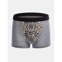 Mens Modal Funny 3D Animals Pattern Underwears U Convex Pouch Soft Breathable Boxers