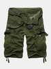 Mens Multi Pockets Casual Breathable Solid Cotton Cargo Short Pants