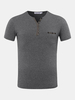 Mens Odell Cotton Solid Color Buttons Short Sleeve V-neck Casual T-shirt