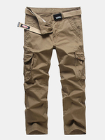 Mens Outdoor Cargo Pants All Seasons Solid Color Multi-pocket Cotton Casual Trouser