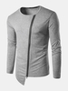 Mens Personalized Street Style Irregularly Inclined Zipper O-neck Long Sleeve Casual T-shirt