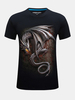 Mens Plus Size Fashion 3D Dragon Printing Short Sleeve O-neck Cotton T-shirt