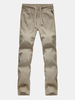 Mens Plus Size Linen Solid Color Elastic Waist Drawstring Flax Leisure Pants