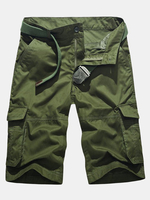 Mens Plus Size Summer Cotton Casual Multi pockets Military Cargo Shorts