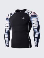 Mens Quick Dry Robotic Arms Printing Training Tights Long sleeve Bodybuilding T-shirts